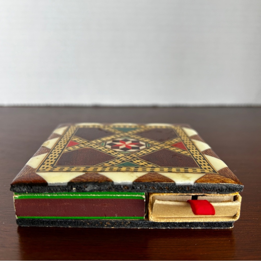 Wooden Marquetry Lacquered  Mosaic Wood Inlay Matchbox Holder